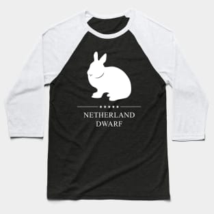 Netherland Dwarf Rabbit White Silhouette Baseball T-Shirt